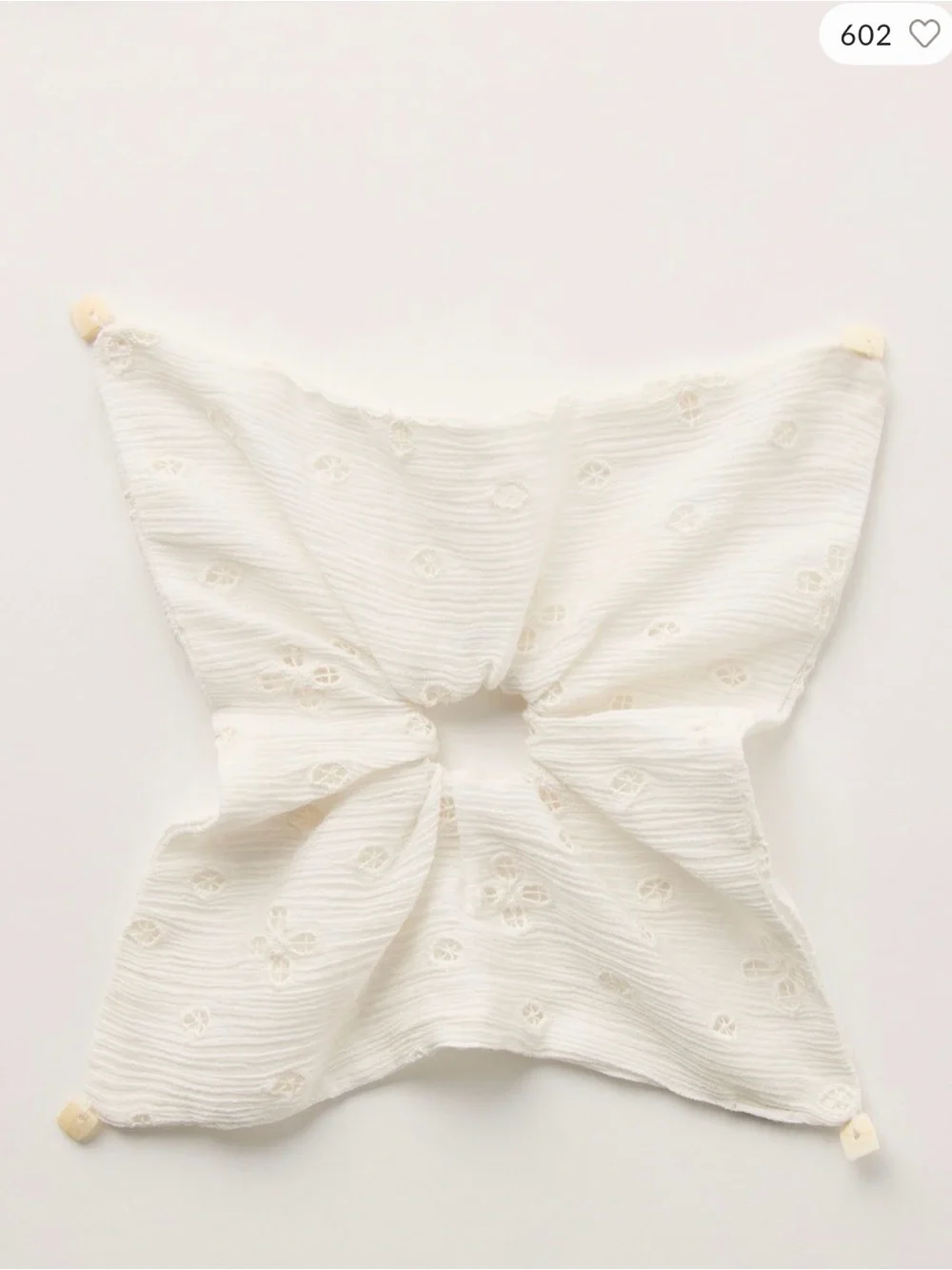 Free People Atalia Square Scrunchie. NWT. White